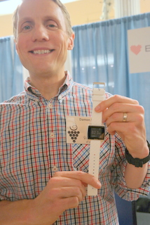 Marketing Dir. Damon Miller with Basis Peak (BootCamp photo by L. Fishkin)