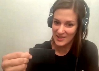 Chipolo marketing head Nika Kramzar with CARD Spot wallet finder