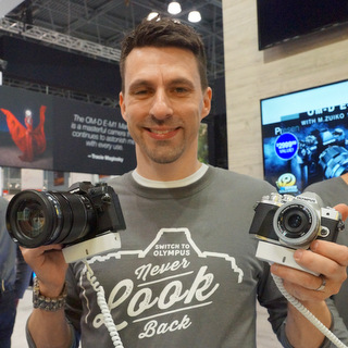 Olympus Product Manager Nathan Lloyd (Techstination photo by L. Fishkin)