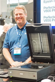 Epson's Mark Picard with V850 Pro (BootCamp photo by Jeff Grambs)
