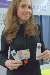 ARC Devices Marketing Dir. Liz Gross with InstaTemp (BootCamp photo by L. Fishkin)