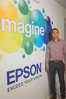 Epson's Eric Uaje (BootCamp photo by L. Fishkin)