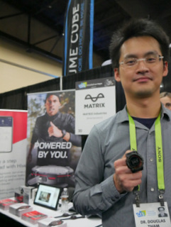 Dr. Douglas Tham of Matrix Industries with PowerWatch II (Techstination photo by L. Fishkin)