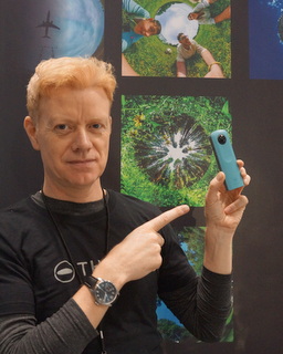 Ricoh's Martin Shock with Theta (BootCamp photo by L. Fishkin)