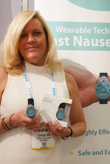 Reliefband's Christine Fonock-Smith (Techstination photo by L. Fishkin)